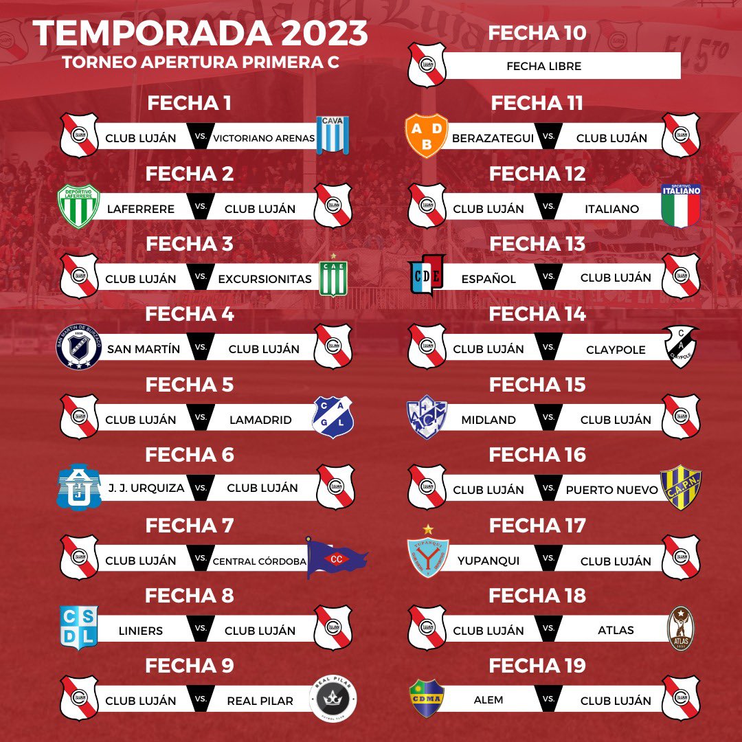 ClubLujan_Ok's tweet photo. 🗓 Así será nuestro fixture en la Temporada 2023 ⚽

Por un gran año Lujanero 🤍❤️🤍

#ClubLujan 🆑
#ElClubDeTodos https://t.co/NYpzuQQnRE