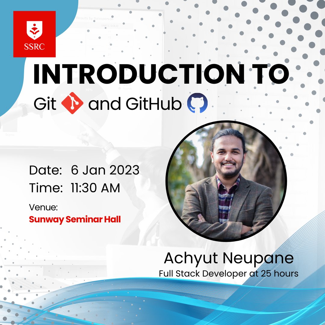 Don't pass up the chance to hear Mr. @achyut.neupane, an expert speaker, discuss Git and GitHub. 

#SunwayCollegeKtm #MostHappeningCampus #LifeAtSunway  #github #git  #code #learning #project #development