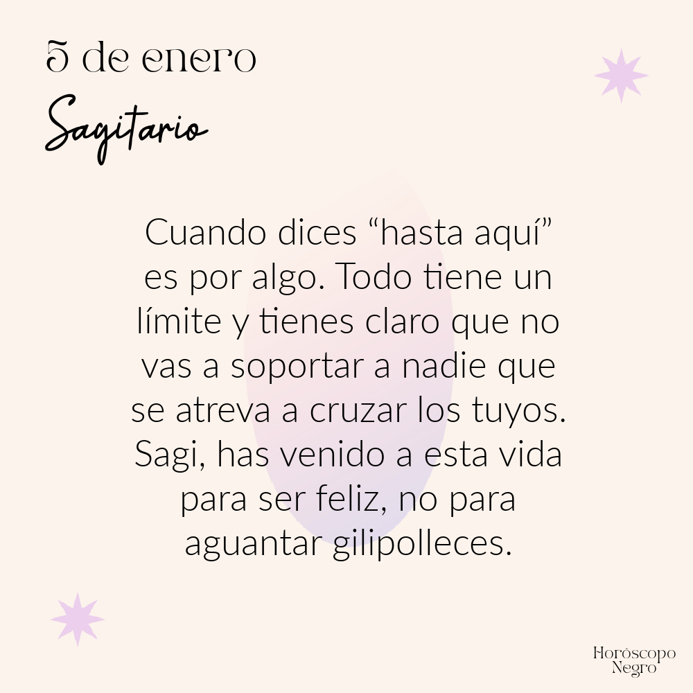 El horóscopo diario del 5 de enero para Sagitario 🔮♐ #horoscoponegro #horoscopodiario