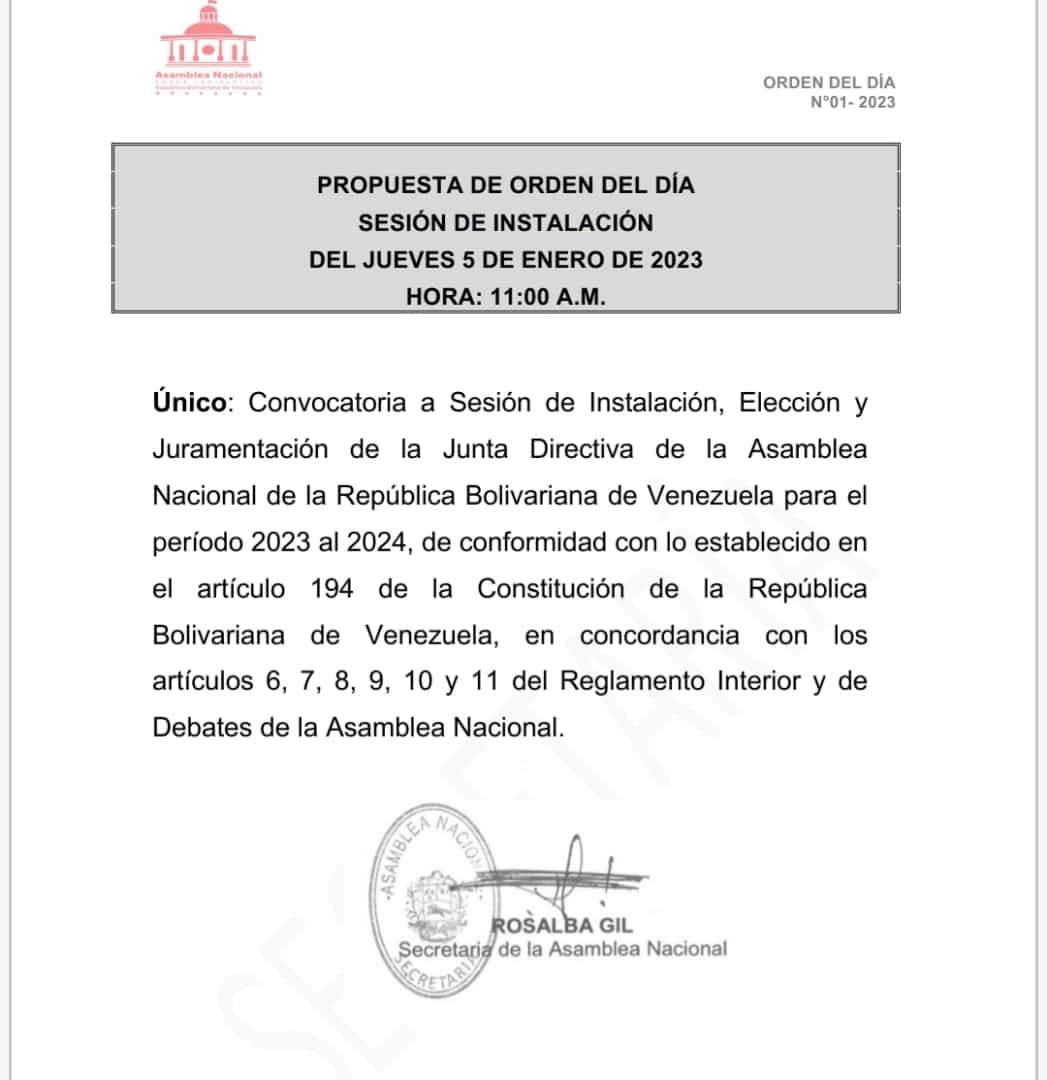 🏛 | Hoy Jueves  #5Ene a las 11:00 de la mañana se realizará la #SesiónOrdinaria de la #AsambleaNacional 🇻🇪

Síguela #EnVivo por:
@antvvenezuela

@VTVcanal8 

@RNVinformativa

#AñosLegislativo2023 
#BoliviaHaceJusticia 

@NicolasMaduro @rmessuti