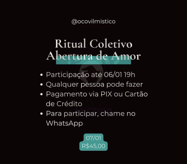 ocovilmistico's tweet image. RITUAL COLETIVO E PROMOÇÃO SEMANAL

RT&amp;amp;FAV PARA AJUDAR

ADQUIRINDO QUALQUER TIRAGEM PROMOCIONAL COM + R$35,00 ESTARÁ PARTICIPAR DO RITUAL COLETIVO. CASO QUEIRA PARTICIPAR SOMENTE DO RITUAL, O VALOR É R$45,00. +