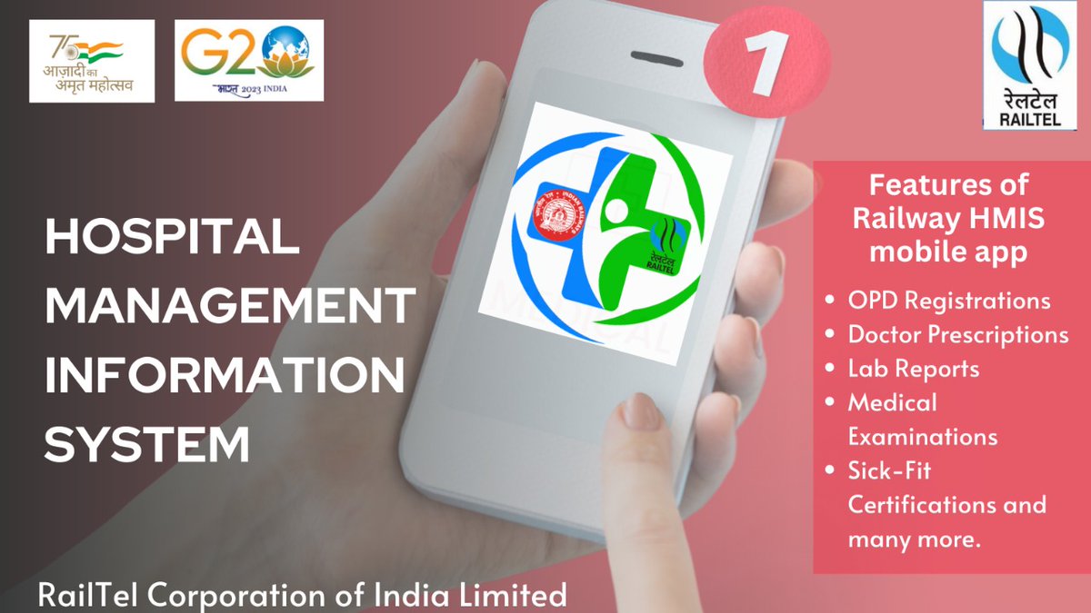 RailTel's tweet photo. #Railtel #HospitalManagementInformationSystem #HMIS #telehealth #Teleconsultation #onlinemedicalservices

For more details, pls visit: 
https://t.co/wNBRSNIHcF
https://t.co/CoAVh2arp3 https://t.co/EPr7Ts3iWJ