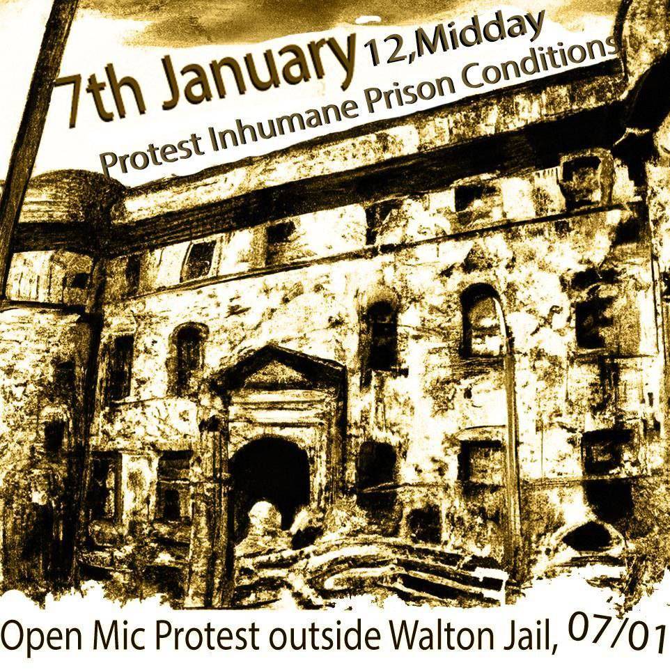 liverpoolsolfed's tweet photo. 📢SATURDAY 7TH OF JANUARY
💥Open mic - Protest against prison conditions
📍Outside Walton Jail, L9 3DF

We'll be showing up to this protest, lets show solidarity with prisoners in Walton

CLOSE PRISONS, BUILD COMMUNITIES
#abolition https://t.co/ugbnVmP0jE