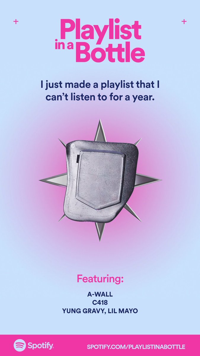 zsherify's tweet photo. I just made a musical time capsule I can’t open until 2024.
Make yours with Playlist in a Bottle by Spotify: https://t.co/Lq05qoG8e3
#PlaylistinaBottle
https://t.co/JsgMnRRu7c https://t.co/CSLrOJBEn2