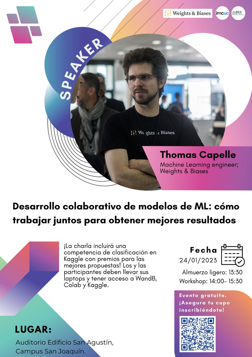 📌 El IMC, el <a href="/dccuc/">DCCUC</a> y <a href="/weights_biases/">Weights & Biases</a> los invita este 24/1 al evento "Desarrollo colaborativo de modelos de ML: cómo trabajar juntos para obtener mejores resultados". La charla gratuita incluirá una competencia de clasificación en Kaggle👩‍💻. Inscripción 👉forms.gle/v2J1hLhzTjiQBA…