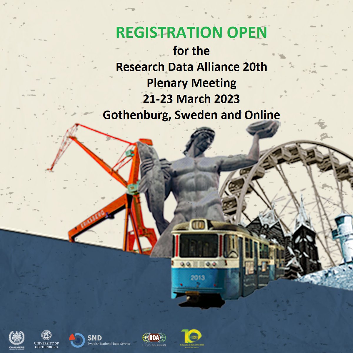 📢 Registration for the #RDAPlenary is now open! Join us 📆 on 21-23 March 2023 in Gothenburg, Sweden and online! Details and registration👉 bit.ly/3G2zwZS