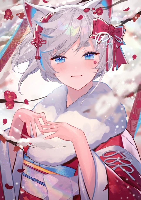 雪色のお狐さま #Skeb #イラスト 
