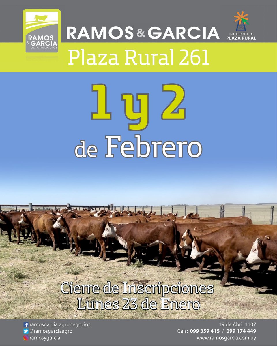 ✅YA ESTAMOS RECIBIENDO INSCRIPCIONES PARA EL PRIMER REMATE 2️⃣0️⃣2️⃣3️⃣ de           <a href="/plazarural/">plazarural</a> ‼️‼️
✅NO QUEDE AFUERA Y VENDA SU GANADO DE REPOSICIÓN EN EL MEJOR SISTEMA VIRTUAL DEL PAÍS‼️ 
 🎥🐮🐂🐑