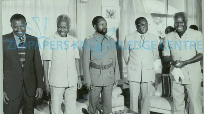 capitalkfm's tweet image. Frontline States leaders in the early 1980s. 
Who do you recognize in this picture?
#FoundingFathers #Revolutionaries #Pacesetters #ThrowbackThursday 
@ZimpapersCentre