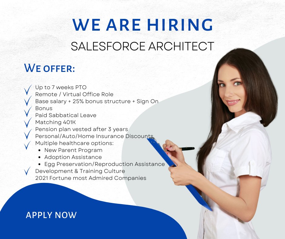 Nitrucrecruit's tweet image. We are #Hiring #salesforcearchitect #remoteopportunity #remotejobs #benefitspackage #perks #salesforcejobs #salesforcehiring #salesforcecertified