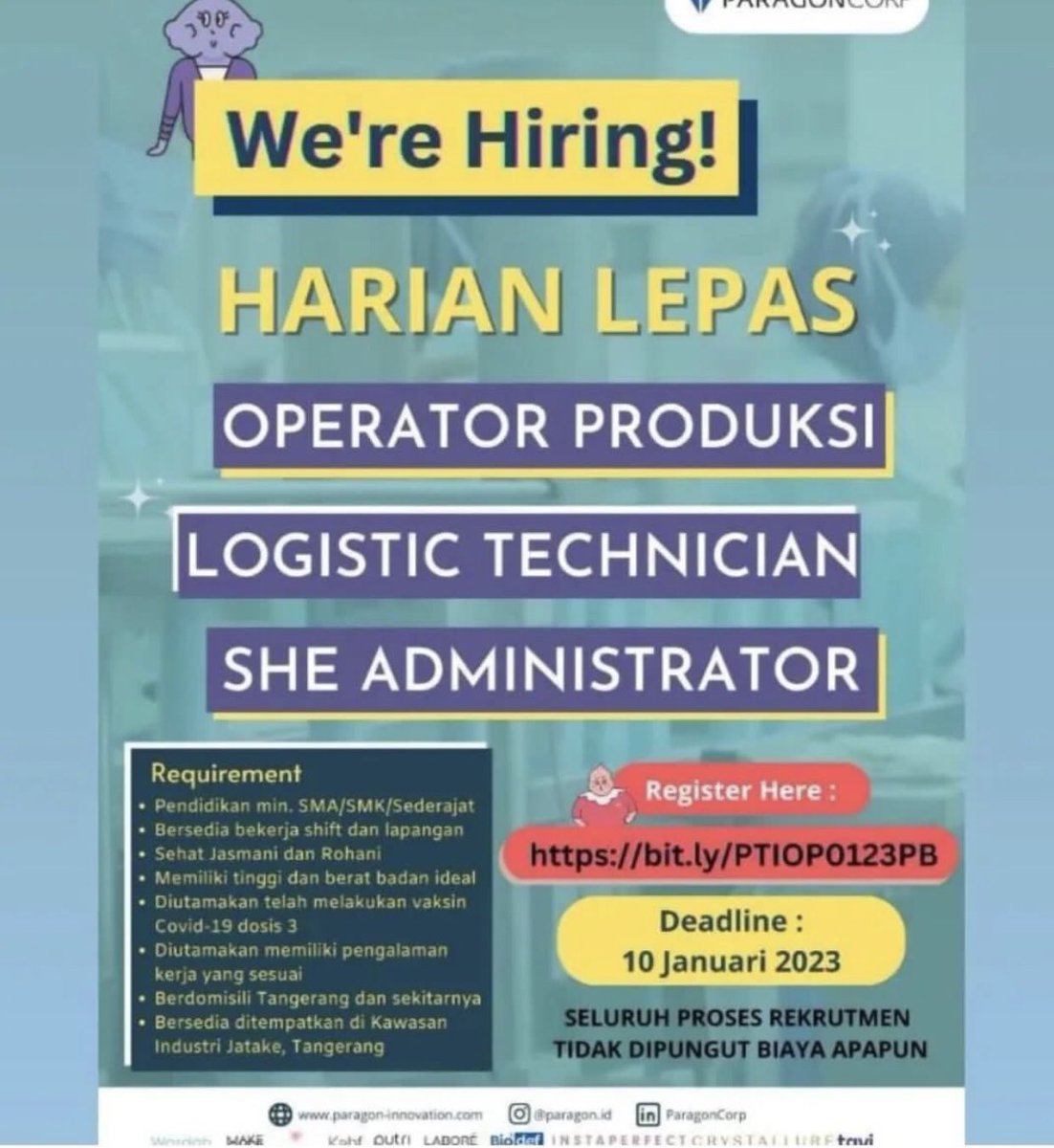loker :
1. restaurant crew
2. outlet crew
3. cook
4. tenaga harian

channel telegram info loker t.me/lokertangerang…

<a href="/karirhubdotcom/">karirhub.com</a> #InfoLoker #lokertangerang #lowongankerja #lowongan #TANGERANG