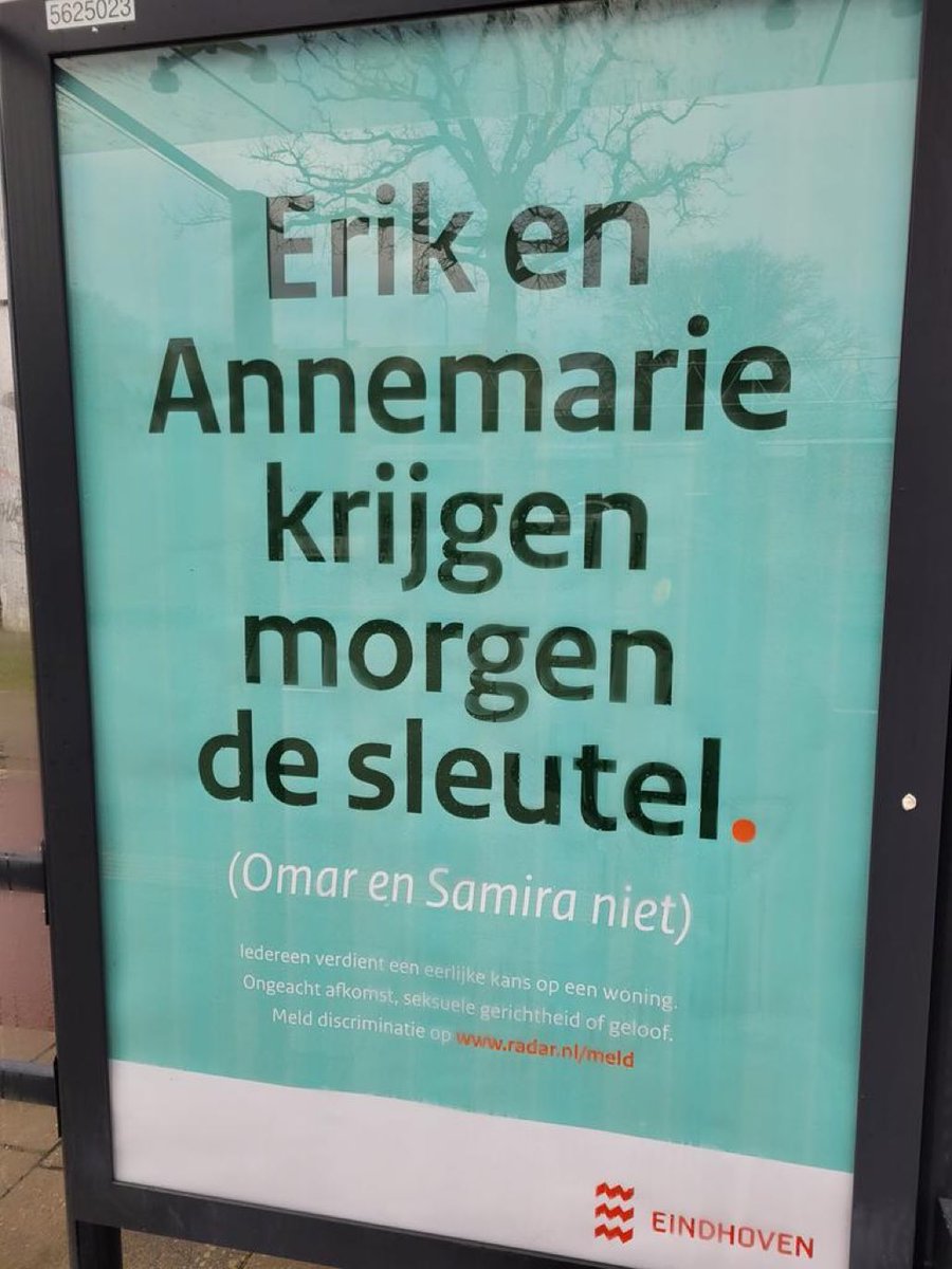 EvaVlaar's tweet photo. “Erik and Annemarie receive their keys tomorrow. Omar and Samira won’t.”

This is an official campaign from the Dutch government.

The same government that offers migrants (free) priority housing and lets its own citizens rot on waiting lists for 15+ years.

Absolutely sickening. https://t.co/Xuogh5dXWV