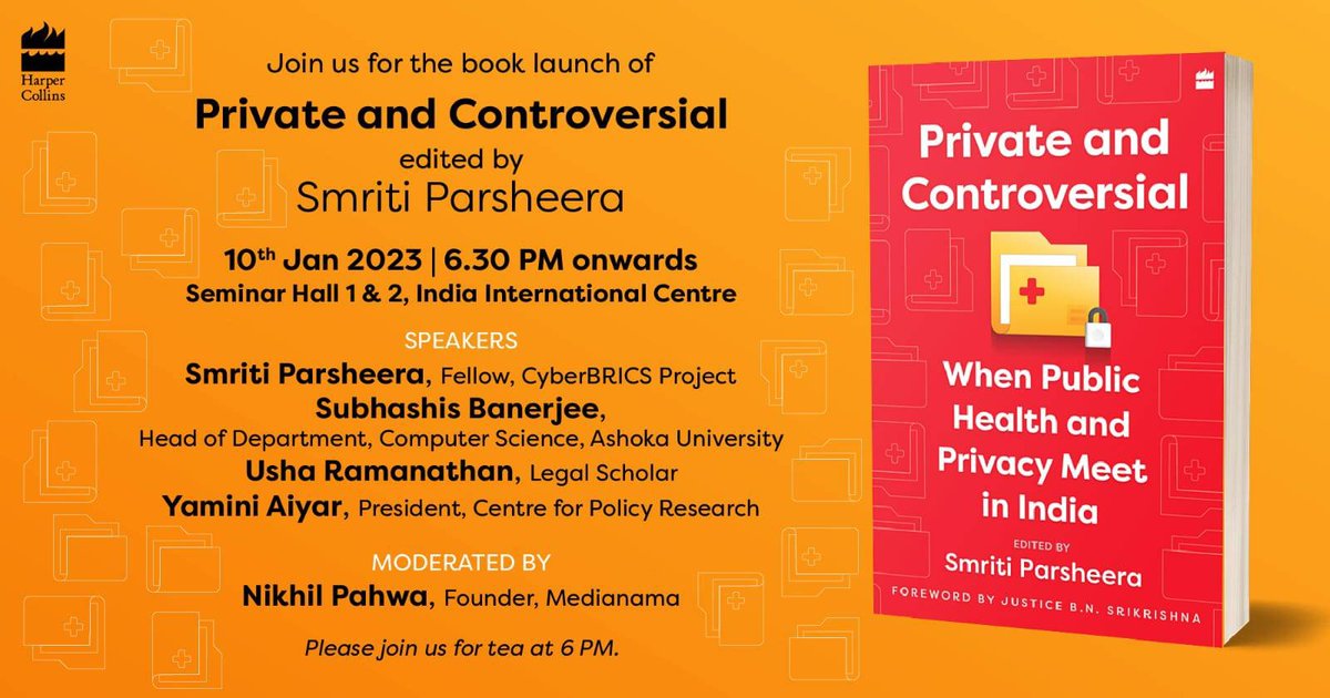 thakurfdn's tweet photo. A great way to start the new year.
@SmritiParsheera's book is an essential reference for #privacy and #publichealth in India.
Please make it if you can https://t.co/eVpYIlKPIa