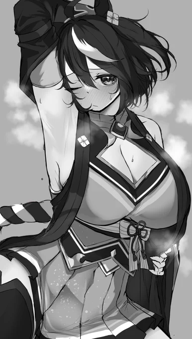 #ウマ娘 キタちゃんのモノクロラフです 