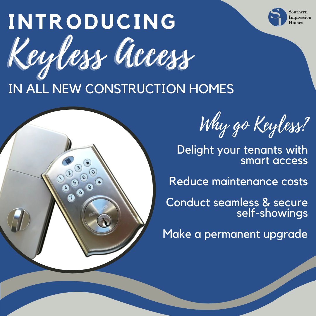 SIHomesFL's tweet photo. NEW Smart Lock Keyless Access systems are being installed in ALL new construction properties! We are so excited to modernize our homes with this exciting feature. Going keyless is beneficial for so many reasons! Feel free to reach out with any questions you may have!
#BTRLife https://t.co/SEijtqBXA6