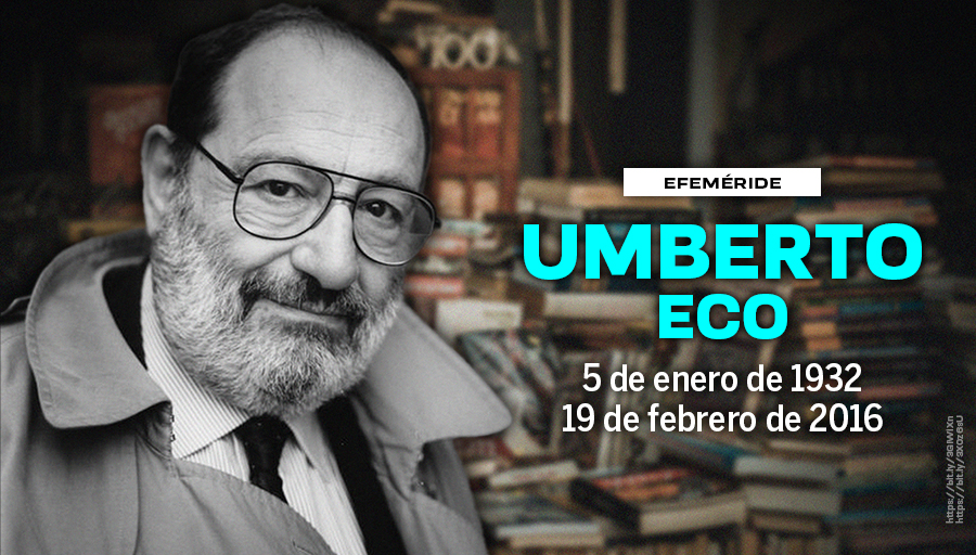 UNAM_MX's tweet photo. #UnDíaComoHoy de 1932 nació el escritor, filósofo y semiólogo italiano Umberto Eco ✍️, autor de influyentes obras sobre semiótica, estética, lingüística y filosofía. Lee una entrevista con el creador de “El nombre de la rosa” 📖 en @revista_unam > https://t.co/O2IurkN09e https://t.co/PFxqyHcsUT