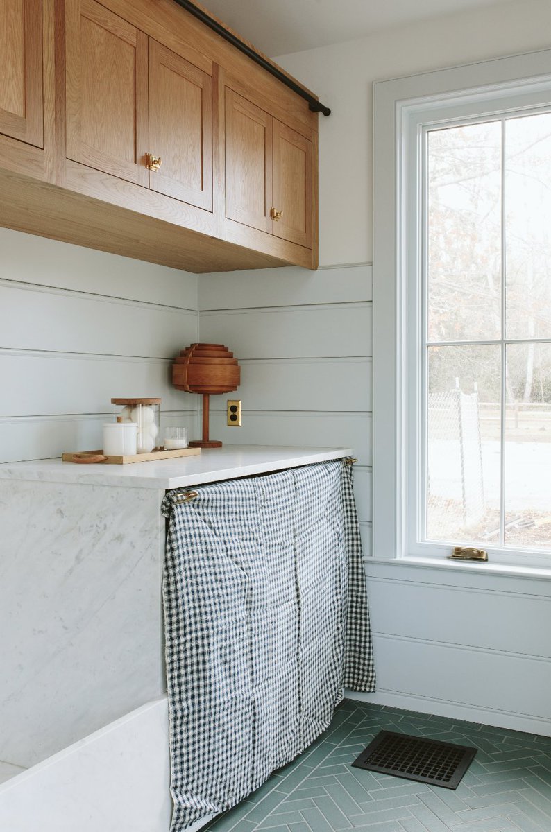 WHICH FABRIC SHOULD I GO WITH? I'm planning to put up a curtain to cover our laundry machines in the mudroom &amp; I have a few vintage fabrics that I've been hoarding. Comment your favorite below + if you want to see even more options, they're on the blog :) bit.ly/3GF8V5u