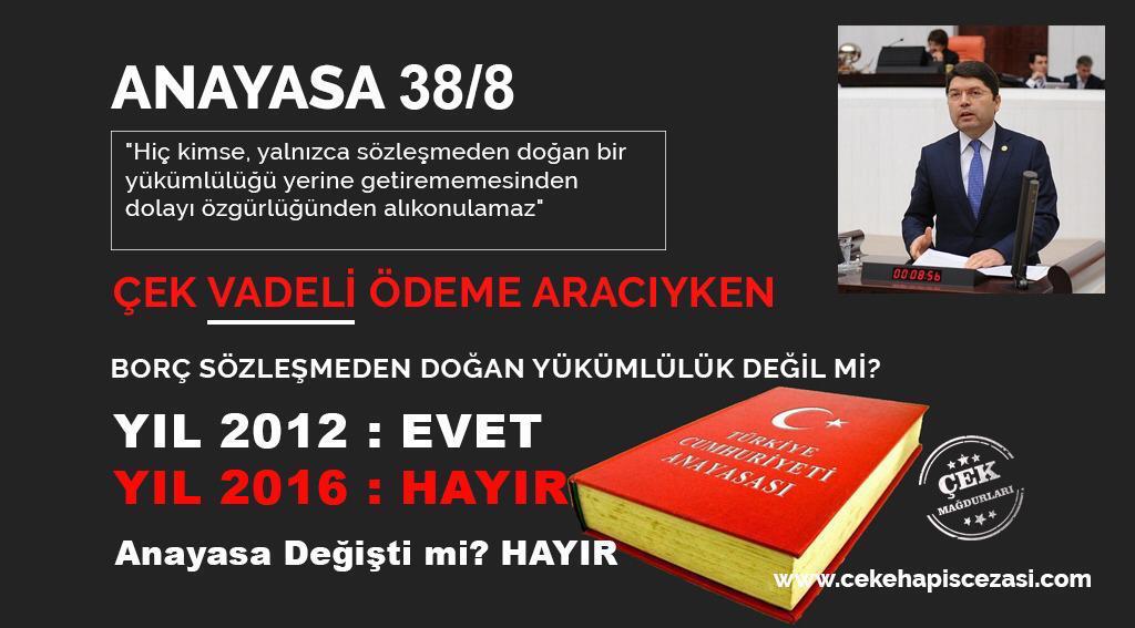 ÇEK MAĞDURU CEZAEVİNDEN İZİNLİ ÇIKARILIYORMUŞ!

MAHKUM DAMGASI VURULAN  İŞ İNSANLARI NASIL YAŞAYACAK?

ÇekeHapis CezasıKalksın
#MilletYasayıBekliyor
<a href="/BY/">Binali Yıldırım</a> @yilmaz_ismet58 <a href="/bkusoglu/">Bülent Kuşoğlu</a> <a href="/_cevdetyilmaz/">Cevdet Yılmaz</a> <a href="/ifarukaksu/">İsmail Faruk Aksu</a> <a href="/corasalih/">Salih Cora</a>