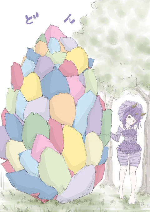 謎の実虹の実不思議の実食べてみたいコ寄っといで...#イラスト #ガオガオ #トリケラトプス #トプミ #illustration 