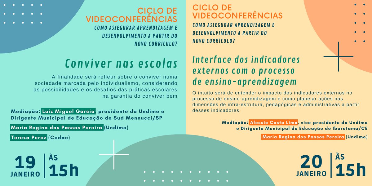 undime's tweet photo. Estamos organizando 5 encontros online que integram o ciclo "Como assegurar aprendizagem e desenvolvimento a partir do novo currículo?". A iniciativa conta com apoio técnico do #Cedac e será transmitida pelo #ConvivaEducação em https://t.co/4VVSdEp0fc https://t.co/cHTOZlbWNF