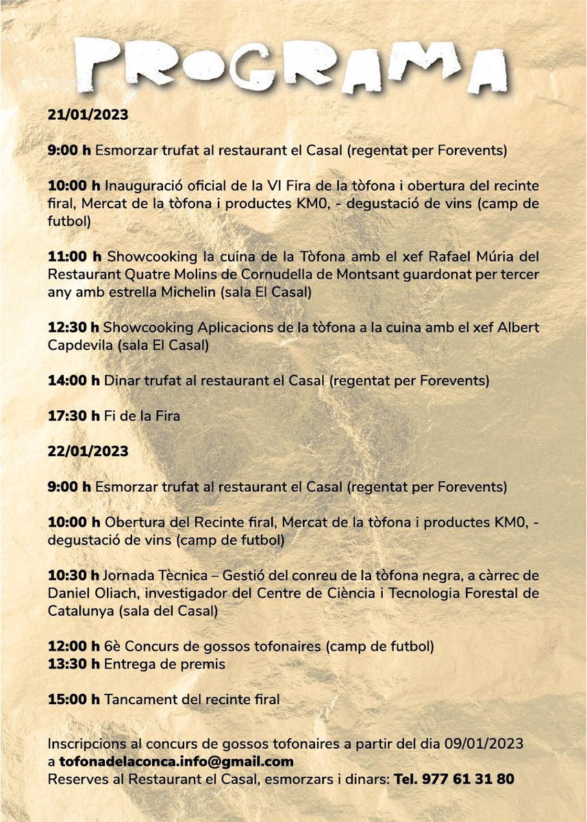 VI Fira de la tòfona negra 2023 Gastronomia-showcooking-concurs de gossos tofonaires-maridatges-producteskm0-expositors-jornadestecniques #truffledog #tubergourmet #tubermelanosporum #tofonadelaconca #trufanegra #tofona #trufa #barcelona #tofonanegra #truffle #truffe #trufanegra