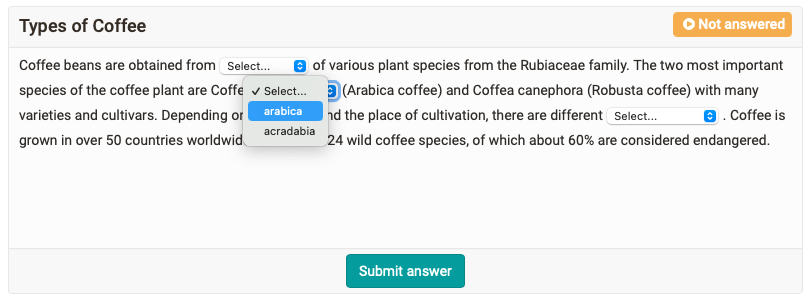 openolat's tweet photo. #OpenOlat #FeatureOfTheWeek: 
With the new question type "Gap with dropdown" it is possible to specify multiple answer options for each gap. Participants select the appropriate answer from a dropdown list.
https://t.co/daA2XRYDev

#OSS #LMS #OLAT #elearning https://t.co/ZLsQo8TxHF