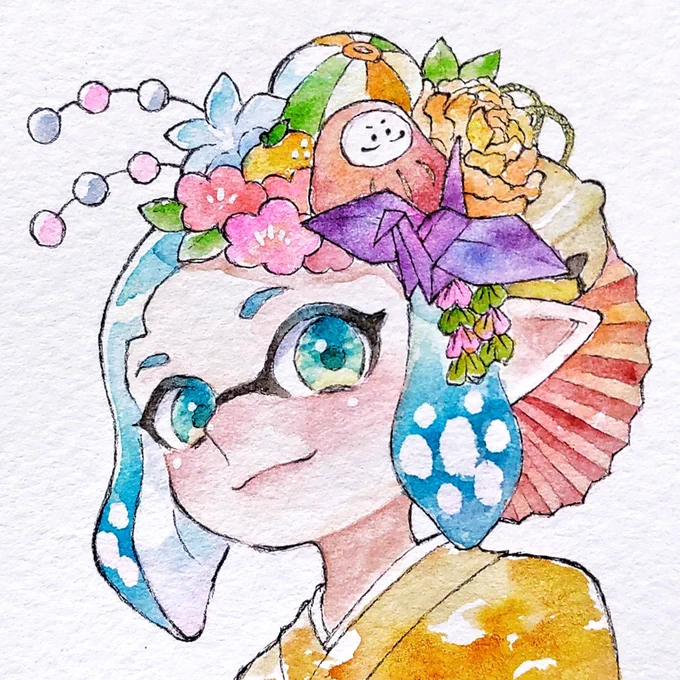 スプラ始めたての絵と水彩始めたての絵と現在の差 