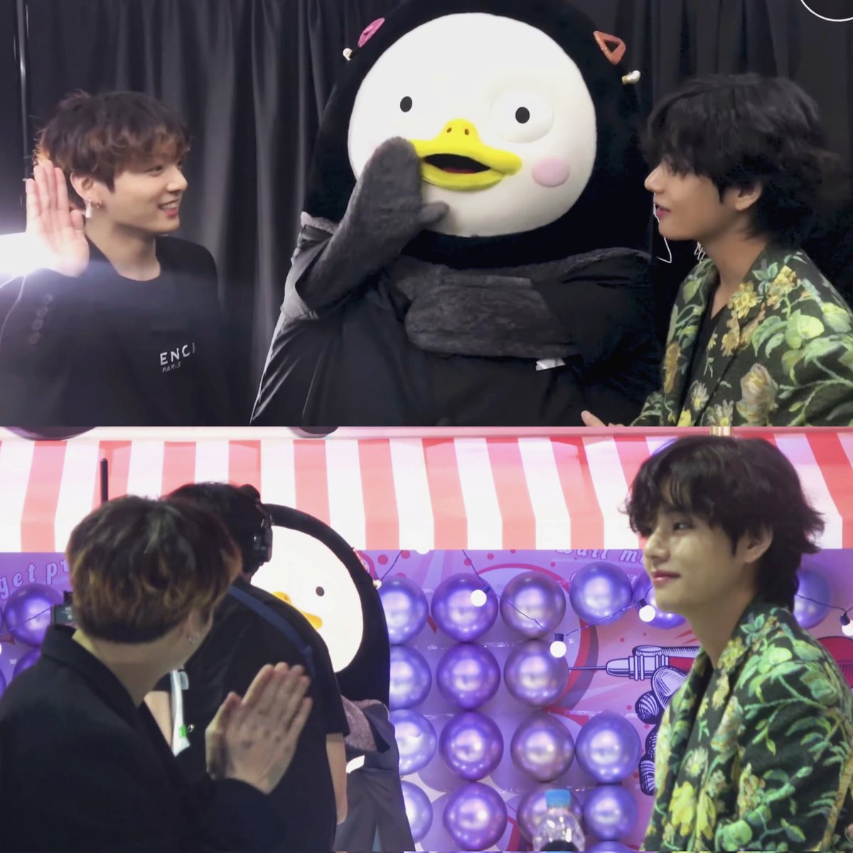 illicitvk's tweet photo. jungkook thinks pengsoo is cute, but taehyung thinks he's cuter https://t.co/mn9DEKi7sh