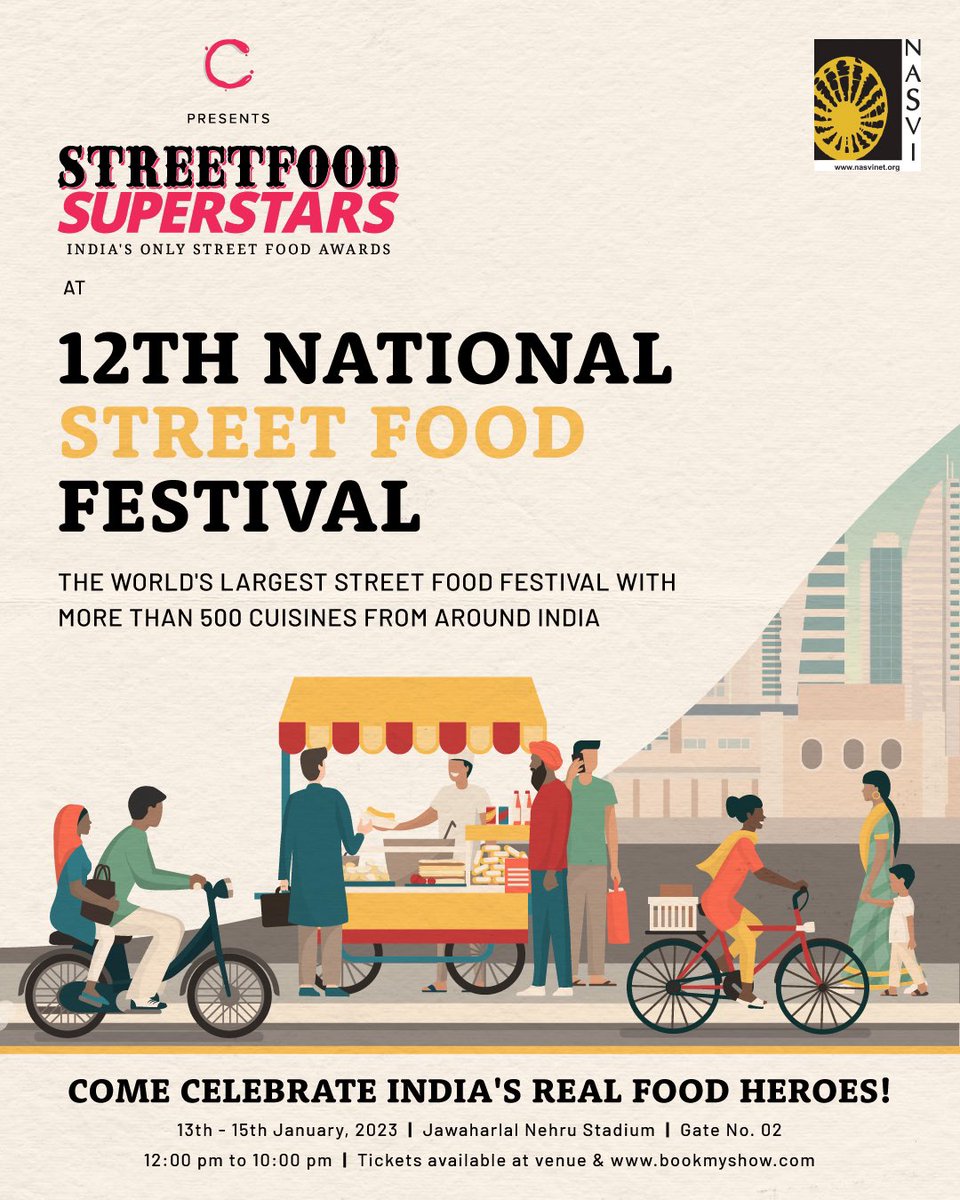 Culinary Culture is proud to support India's Street Food community at the 12th National Street Food Festival, organised by <a href="/NasviIndia/">NasviIndia</a>. The festival will also host the second edition of #StreetFoodSuperstars - India's first and only awards recognising street food.