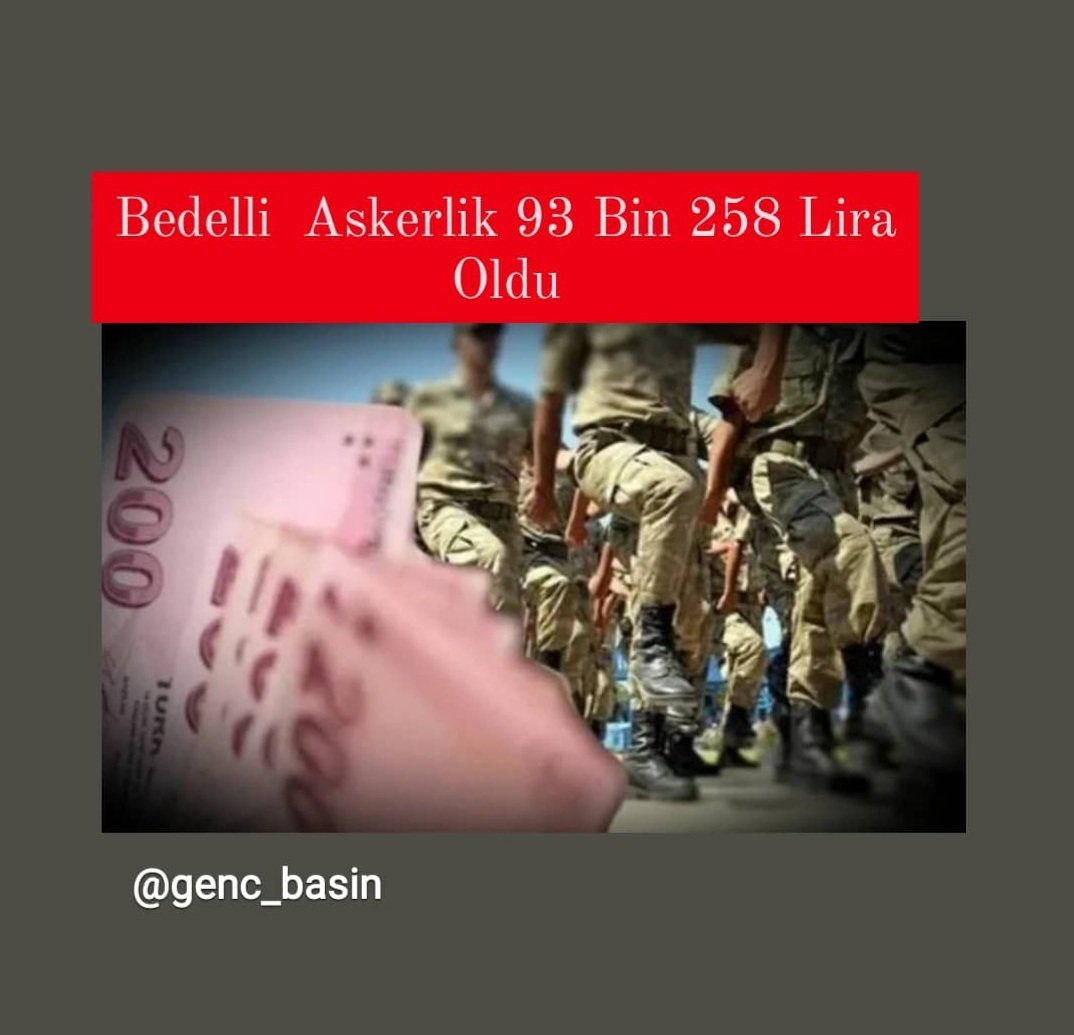 #BedelliAskerlik ücreti 93,258,44 TL oldu...  #BedelliMağdurlarınaRevize #bedelliaffı #mehmetçik #ordu #silahlıkuvvetler #Askerlik  #zkusağı #yks2022 #yks #kykkredi #kykizinlerigeriverilsin #kyk #kykyemek #oegrenciaffi #öğrencievi #gündem #SonDakika #kpss #StajyerleDerdinizNe