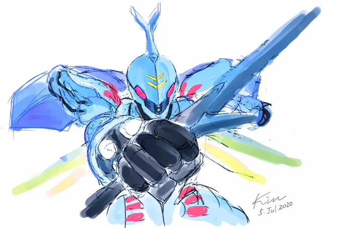 (ダンバイン2のことはさておき)ダンバインって正面顔描くのが難しいんですよね。目が前を向いているように見えなかったりするんです。でも魅力的なデザイン、もっと描きたいモチーフです#ダンバイン 
