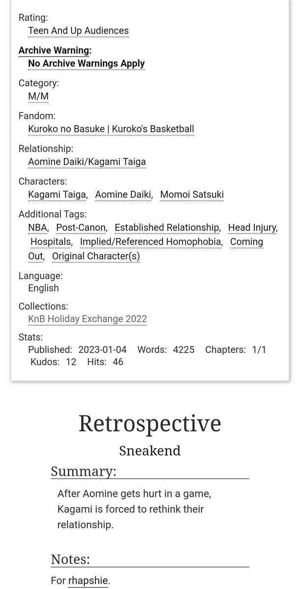 Sneakendy's tweet photo. My fic for @knbexchange 2022, loved this fandom since 2013 but somehow my first fic for it. 🏀 https://t.co/Ku4pSS5OUQ https://t.co/2WISD0Y2av