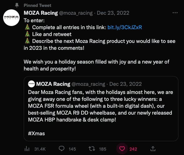 MOZA Racing on X: Your last chance to enter our new year giveaway