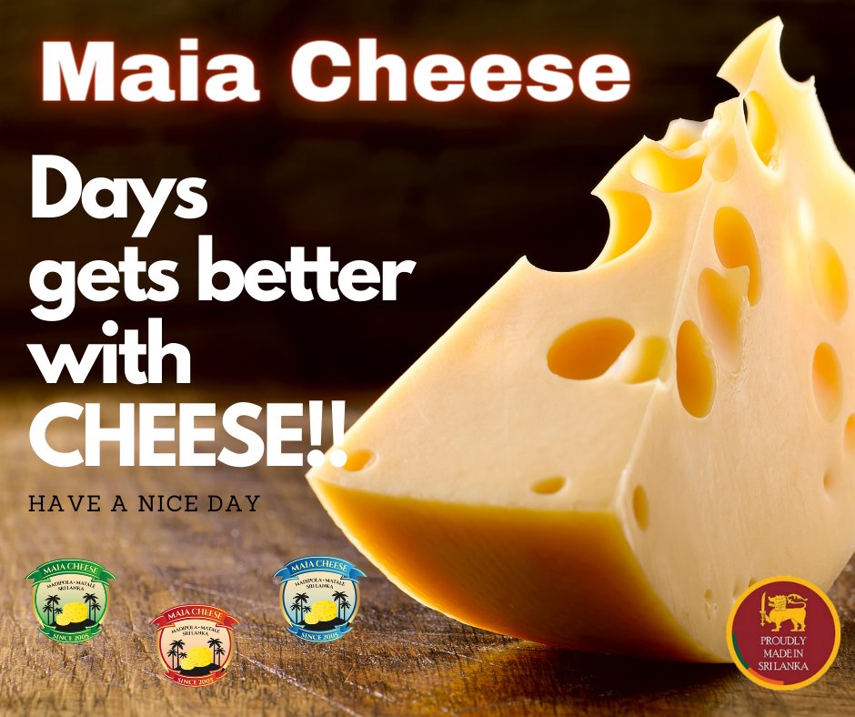 MaiaCheese's tweet photo. Hey, cheese lovers!🥰🧀
Cheese makes every day better. There's no way around it.
#maiacheese #madeinsrilanka #srilankancheese #cheese #cheese #cheese #cheeselovers #instacheese #cheeze #cheeeeese #cheese🧀 #cheezeburger #cheesecake #cheeseburger #cheesereview #cheese🍕 https://t.co/N6iEzF2jT2