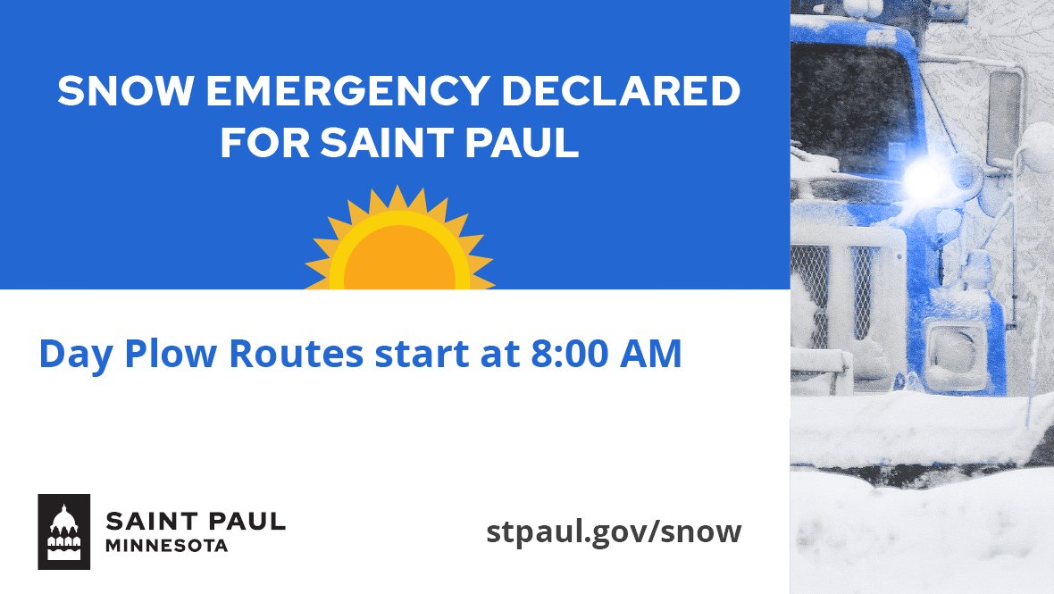 Saint Paul Public Works on Twitter "SNOW EMERGENCY UPDATE 1/5/23 Day Plow Routes begin at 8 a