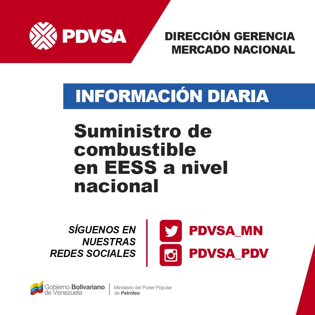 PDVSA_CySN's tweet photo. Revisa nuestras redes para mantenerte informado ⛽️

#PDVSA 
#Combustible
#EstacionesDeServicio https://t.co/03cKyxsygO