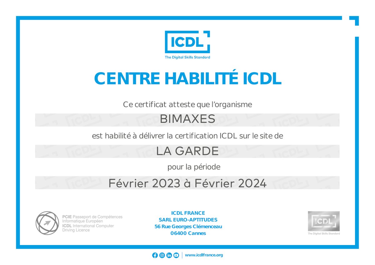 BIMAXES a renouvelé son habilitation à délivrer des certifications #ICDL et notamment "Utilisation d'un logiciel de CAO 3D" pour #REVIT. Cette habilitation permet à nos formations "Revit - Parcours complet" de figurer au catalogue #CPF. Pour plus d'infos : 0972506274