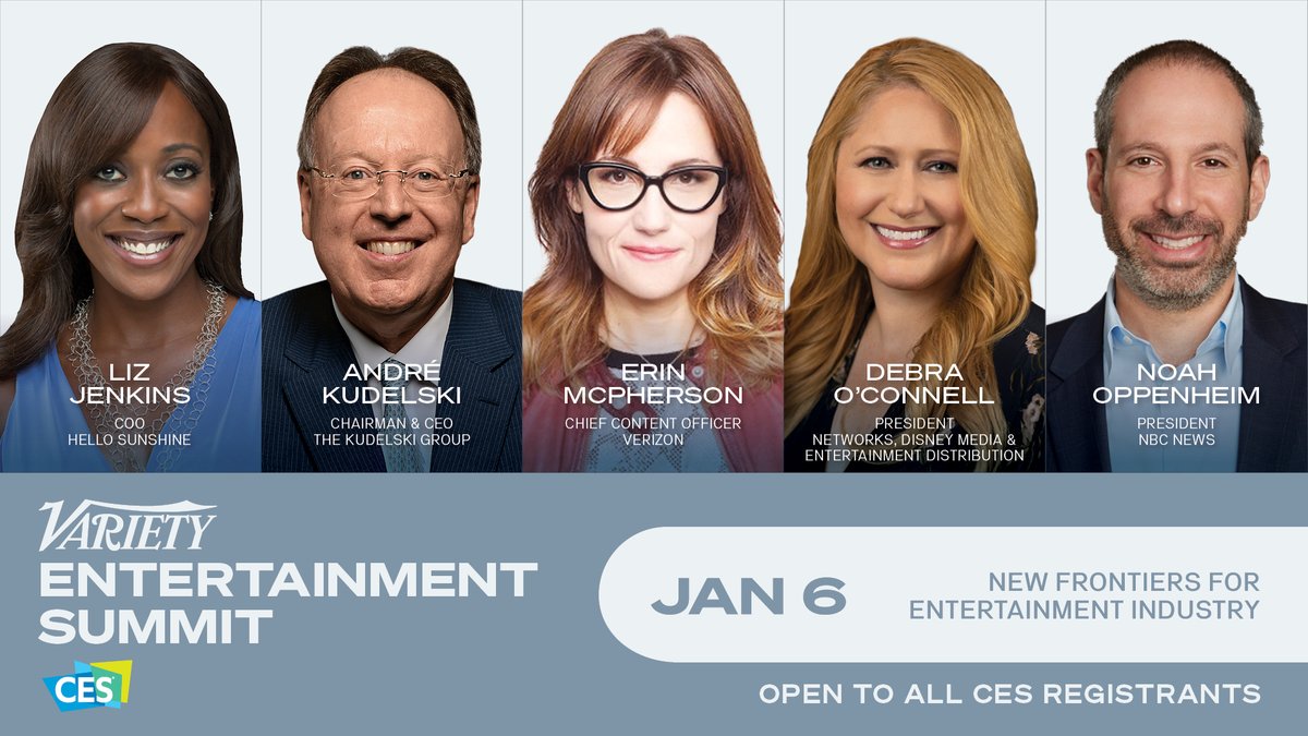 kudelski's tweet photo. The @Variety #Entertainment #Summit @CES takes place tomorrow!

At 9am PT, André Kudelski will discuss what are the "New Frontiers for Entertainment Industry" with leaders from @hellosunshine, @Verizon, @Disney &amp; @NBCNews.

REGISTER here: 
https://t.co/yq93ip8DjJ https://t.co/xISucV1CVn