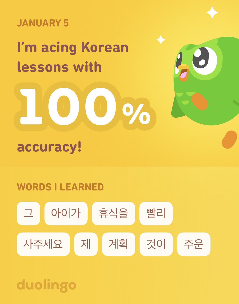 DimacaliSuzanne's tweet photo. I’m learning Korean on Duolingo! It’s free, fun, and effective. https://t.co/agxyTdy6xe