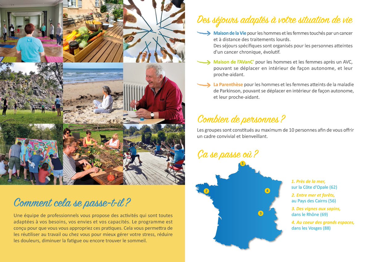 assosielbleu's tweet image. 🔵LES INSCRIPTIONS POUR NOS SEJOURS ADAPTES SONT OUVERTES !🔵 5 jours en dehors du quotidien, pour les #hommes et les #femmes, afin de prendre soin de soi et trouver des clés pour une vie quotidienne + sereine #cancer #avc #Parkinson