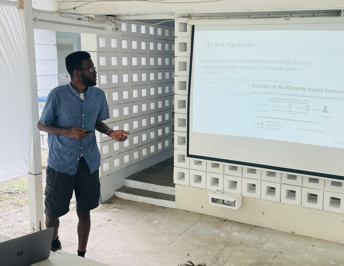 Great talk by Jeffrey Hyacinthe (<a href="/guilbourque/">Guillaume Bourque</a> lab) diving deep into epigenomic profile of human TEs across gigantic IHEC dataset. Most TE families have unique profiles, often cell type-specific. TEs are exquisite markers of epigenetic states!