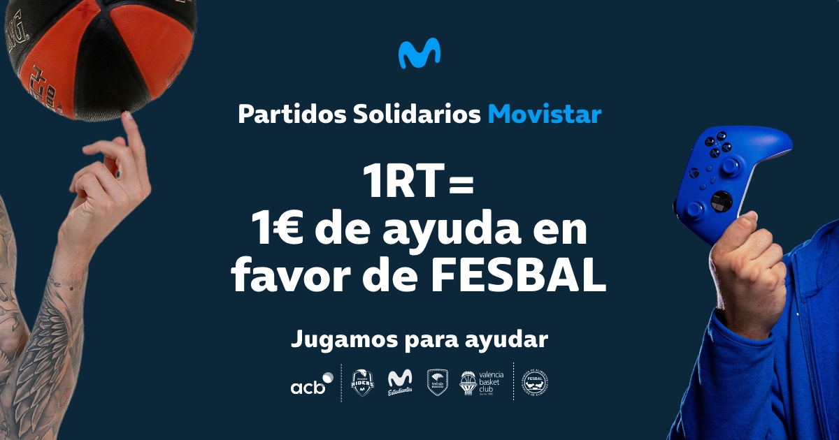 Desde Twitter también puedes sumarte a los #PartidosSolidariosMovistar 🥰🏀 Por cada retuit a estas publicaciones, aportaremos 1€ a la recaudación de este fin de semana para asistir a los más necesitados a través de <a href="/fesbal_org/">Federación Española de Bancos de Alimentos-FESBAL</a>. ¿Nos ayudas?

🔁🫂 bit.ly/PartSolidarios…