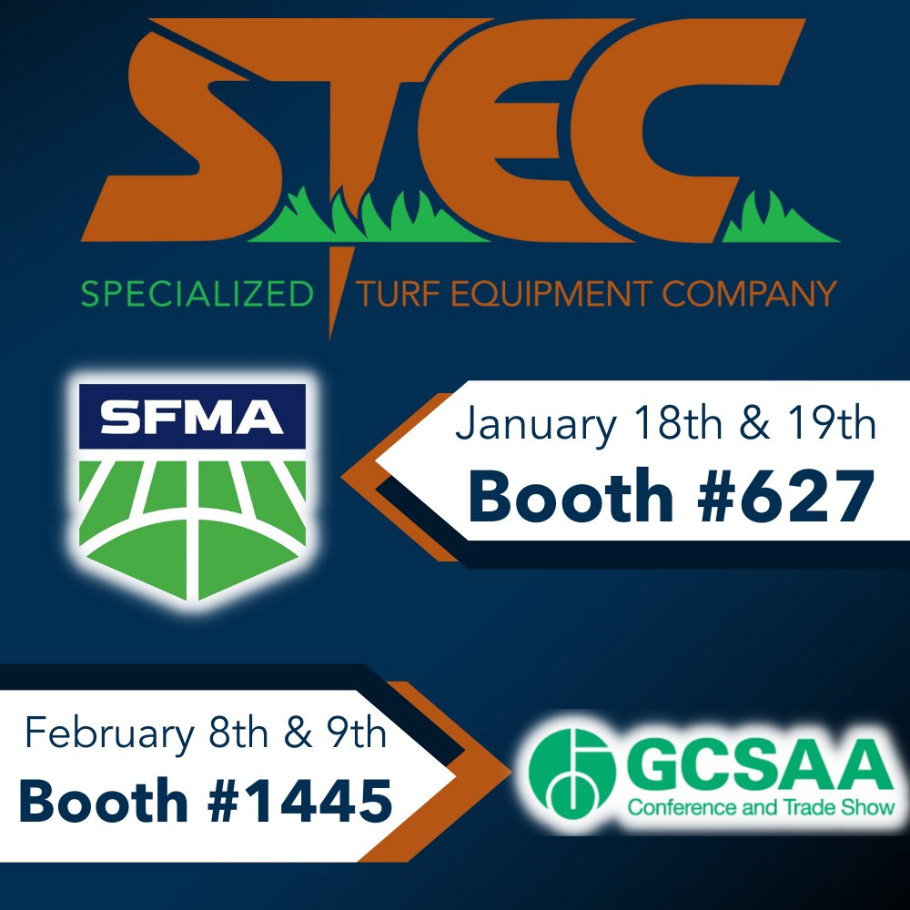STECEquip's tweet photo. Its Conference and Tradeshow Season!! We can't wait to see our customers at the upcoming @FieldExperts SFMA Tradeshow, as well as the @GCSAA Tradeshow! 
Make sure you stop by and check out the new INNOVATIONS launching THIS YEAR! #SFMA #turfmaintenance #Golfcoursesuper https://t.co/NeTDWBWhWn