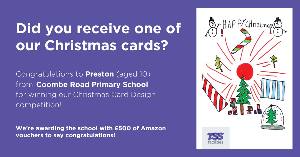 Did you receive a Christmas card from us this year? 

We asked schools across Brighton to submit their designs &amp; be in with a chance of winning £500 worth of Amazon vouchers... and we are pleased to announce that Preston from Coombe Road Primary School was our worthy winner 🥳