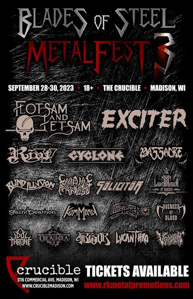 All of the guys in Idol Throne are proud to announce we will be performing in Wisconsin at Blades of Steel Metal Fest 3 in September! More and more to come with this line up.