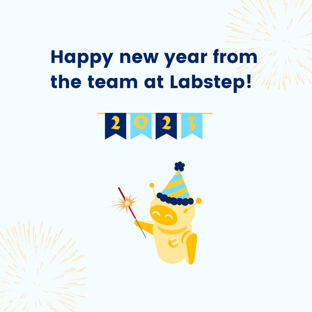 Labstep's tweet image. We wish you all the best for 2023! 
We've quite a few things in the works this year too...For now we'll keep these a secret, but stay tuned 👀🎉