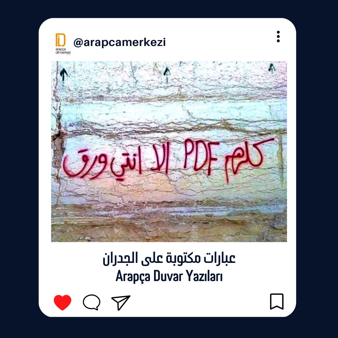 arapcamerkezi's tweet photo. 📌Arapça Duvar Yazıları
كلهم PDF إلا أنتي ورق
Herkes PDF sadece sen kağıtsın 😎

📢Arapça A1 kursumuz çok yakında başlıyor!
Detaylı bilgi 👇
https://t.co/VAlH70W7Kp https://t.co/Lg6AK3OOGs