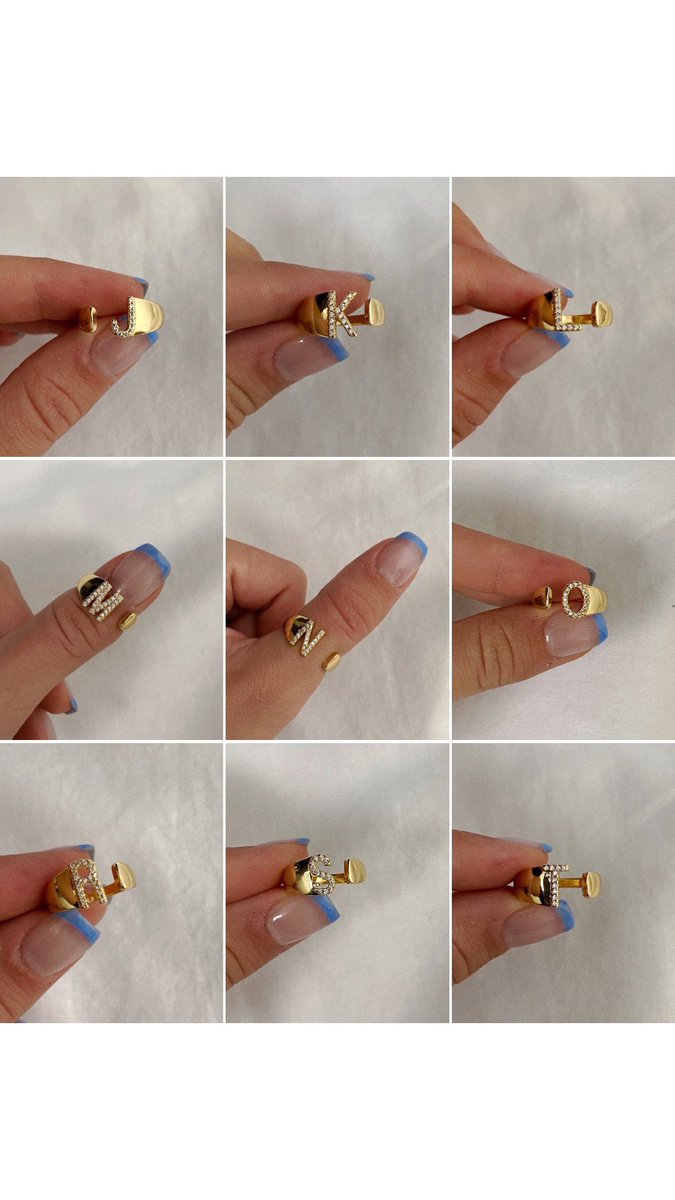 Twin_on_X's tweet image. My daughter’s etsy shop: Gold Diamond Letter Adjustable Ring. A must have for you or your bestie for her Birthday 💝 #giftidea #personalizedring #letterrings #jewelry etsy.me/3GhFKnG