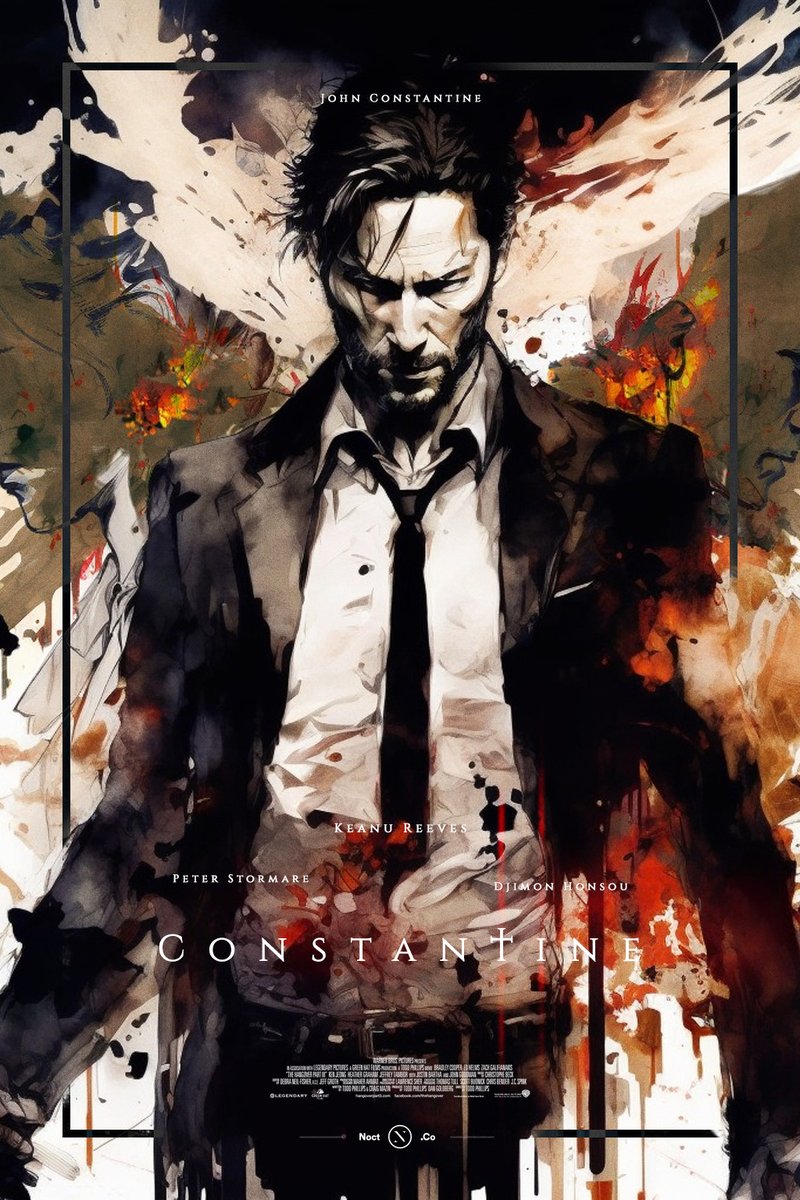 _stroud's tweet photo. Made a bunch of fake movie posters for Constantine 2 because we're super excited for the sequel. @Hibbits With Keanu Reeves, Peter Stormare, Tilda Swinton, @djimonhounsou 

Art Direction by https://t.co/It6v4mheID x #midjourney 

#Constantine2 #Constantine #Vertigo #AIart https://t.co/Sb2I8KAd3c