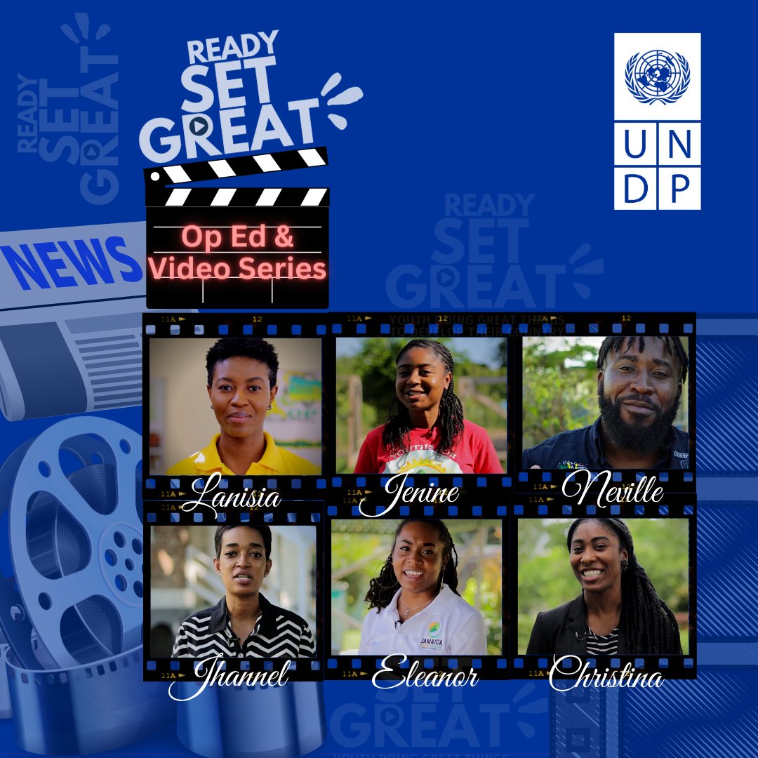 ‼️STARTING TODAY‼️ 

6⃣ youth leaders share lessons, views &amp; solutions for tackling poverty, crisis, crime &amp; climate change in UNDP's #ReadySetGreat Vid &amp; Op Ed series.

🔎Op Eds in <a href="/JamaicaGleaner/">Jamaica Gleaner</a> 
📺Vids on @undpjamaica channels
🔗Calls to Action readysetgreatja.com